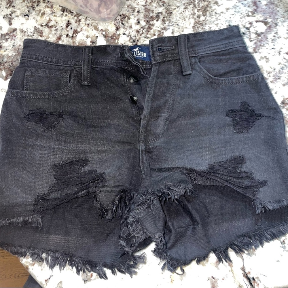 Hollister black denim shorts